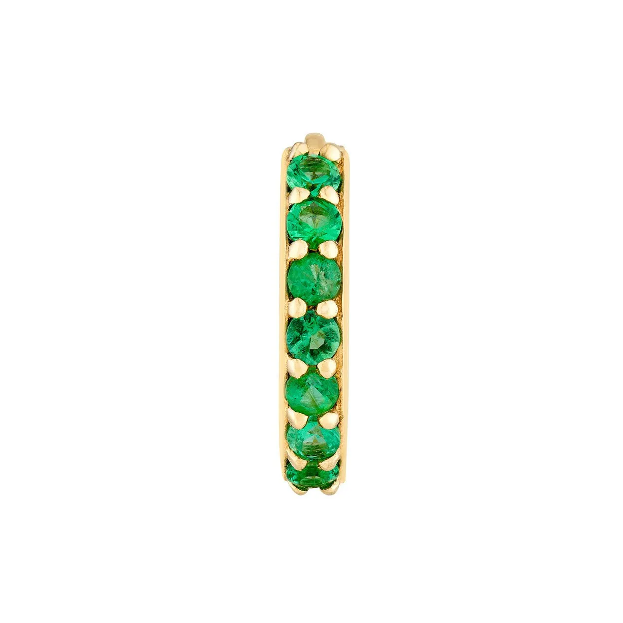 14K Gold Emerald Prong Set Huggie Earrings