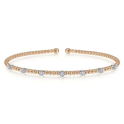 14K White and Rose Gold 0.20ctw Diamond Bangle Bracelet