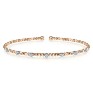 14K White and Rose Gold 0.20ctw Diamond Bangle Bracelet