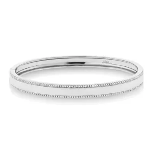 14K White Gold Diamond Double Row Bangle