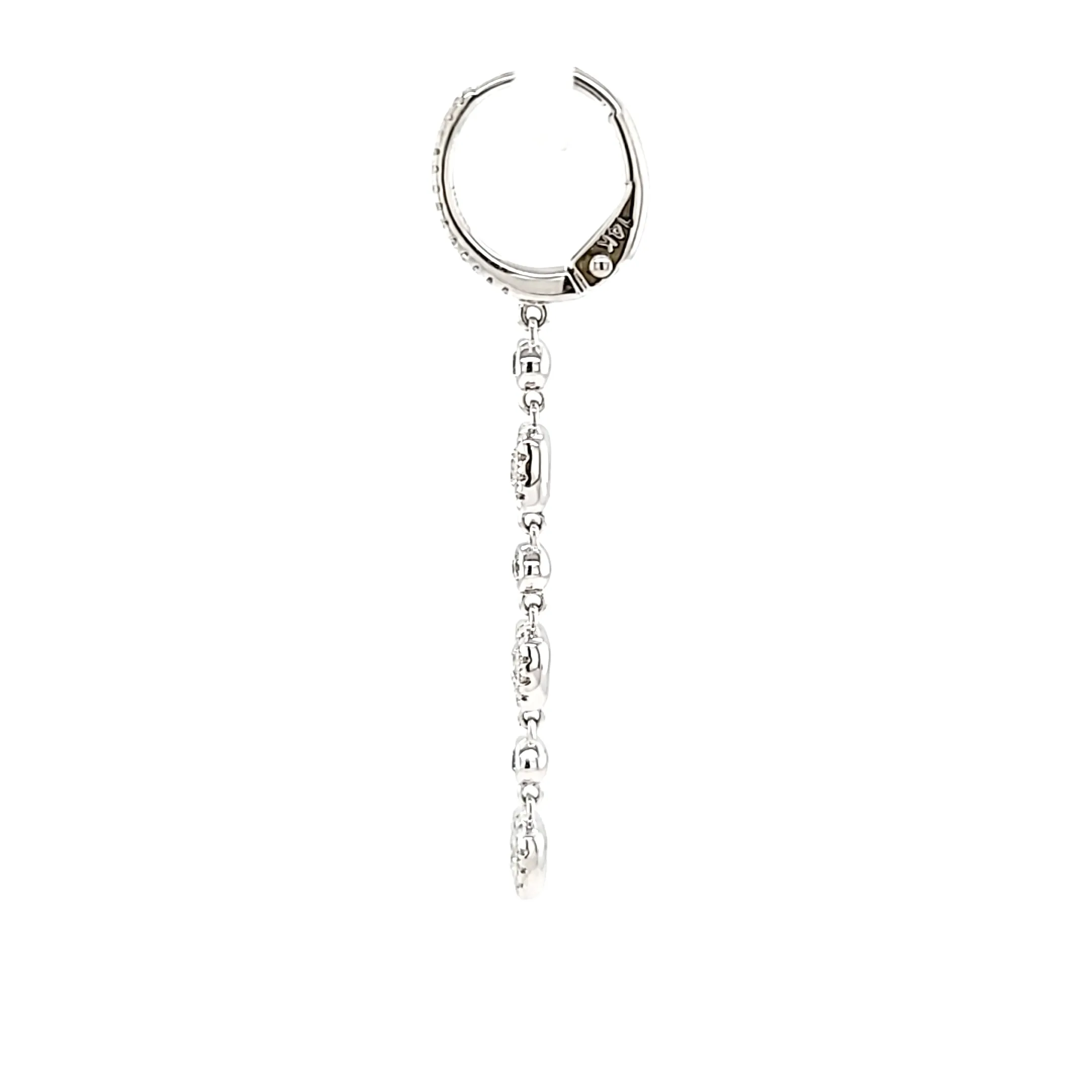 14k White Gold Diamond Pod Dangle Earrings (I7435)