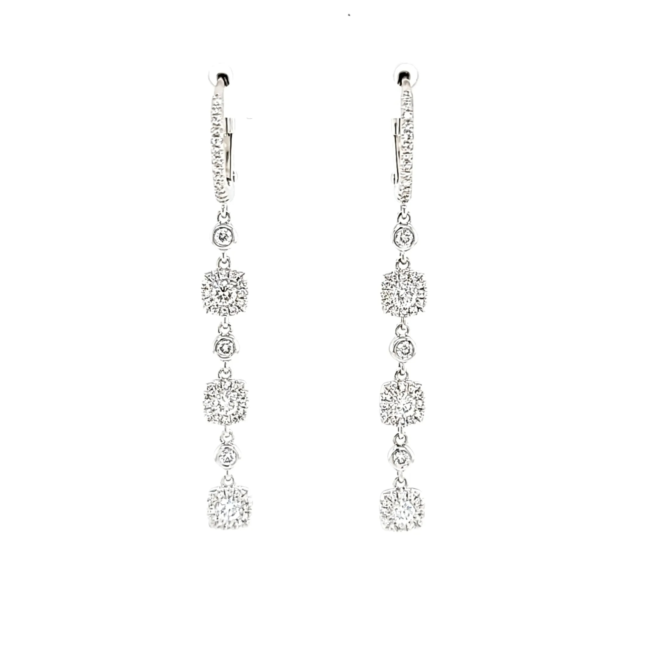 14k White Gold Diamond Pod Dangle Earrings (I7435)