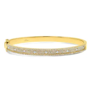 14K Yellow Gold Pave Diamond Bangle