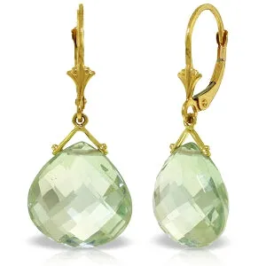 17 Carat 14K Solid Yellow Gold East Village Green Amethyst Earrings