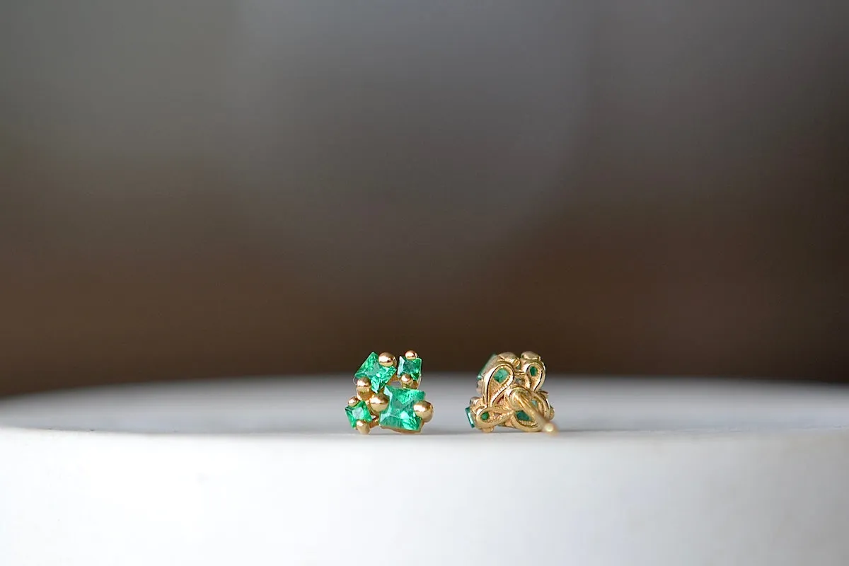 18K Princess Emerald Studs