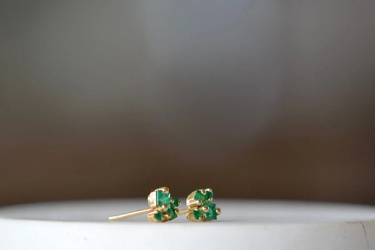 18K Princess Emerald Studs