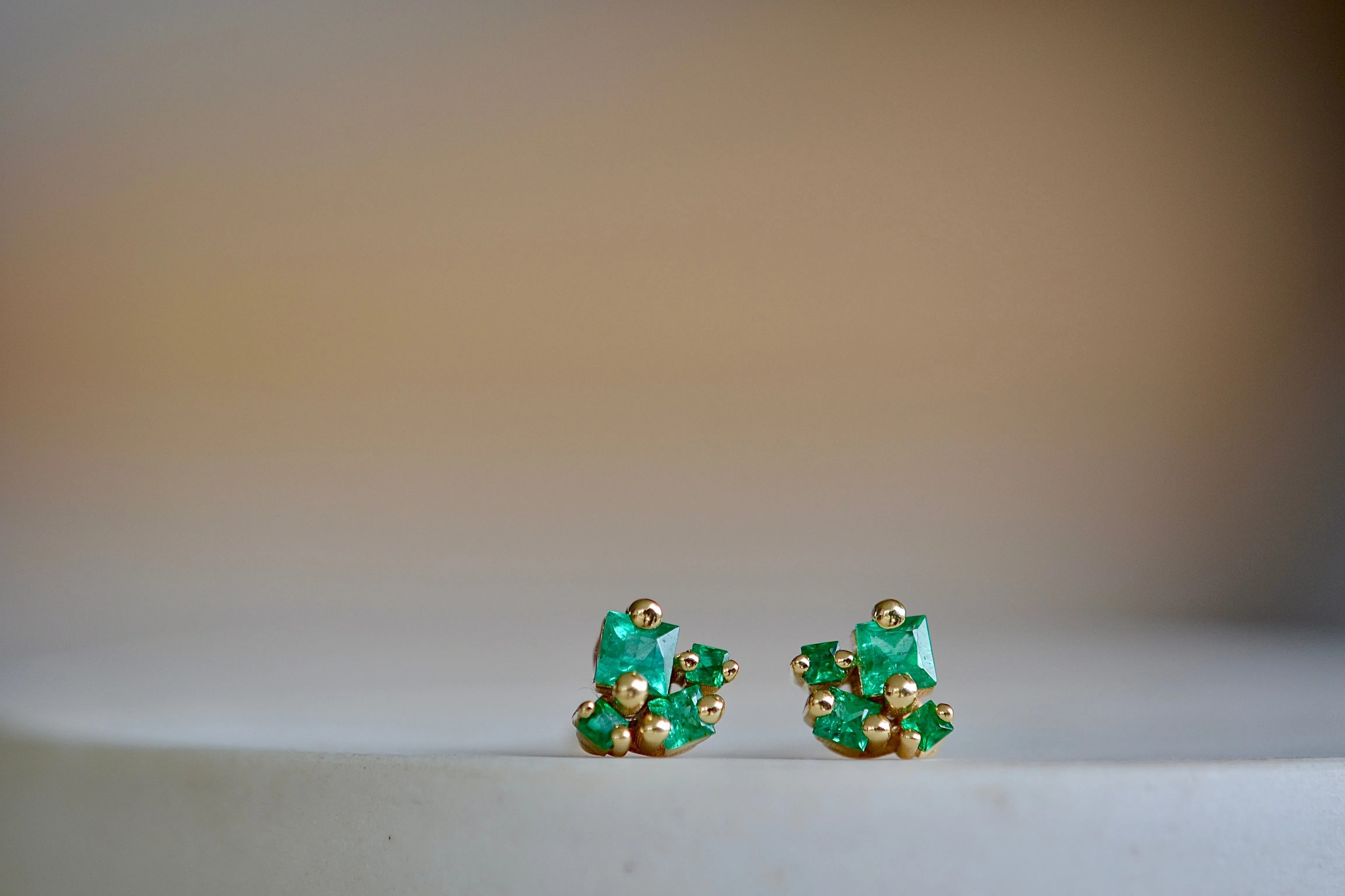 18K Princess Emerald Studs