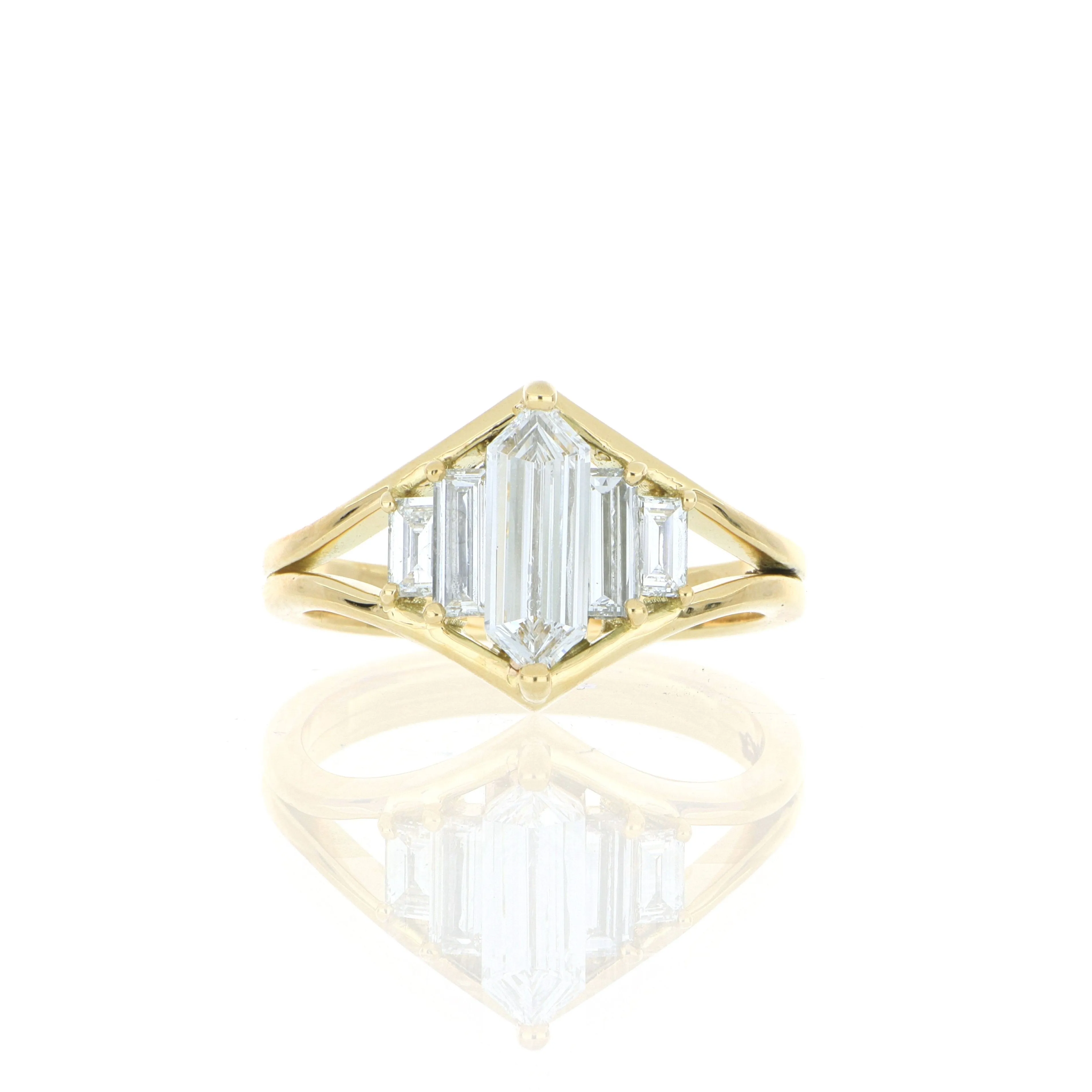 18k Yellow Gold and Platinum Diamond Fashion Ring