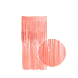 2m Metallic Neon Shimmer Curtain - Fluro Coral