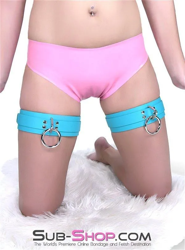 5704A      Diamond Blue Leather Bondage Thigh Cuffs