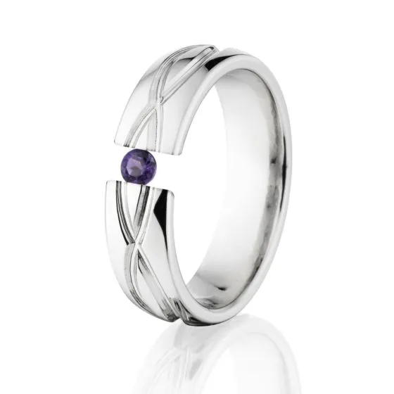 6mm Alexandrite Tension Set Ring, Titanium Ring, Infinity