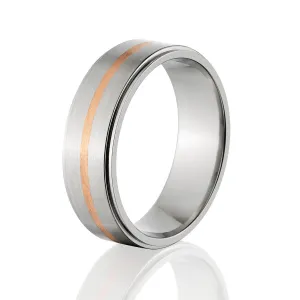 7mm Titanium Men's Wedding Band with Copper Inlay