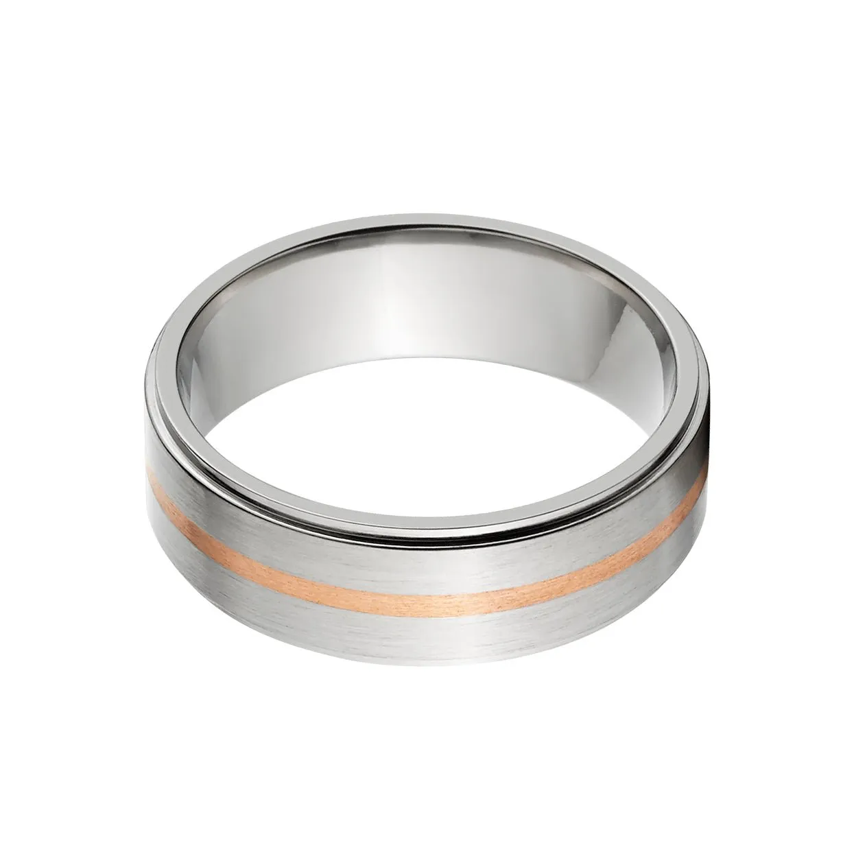 7mm Titanium Men's Wedding Band with Copper Inlay