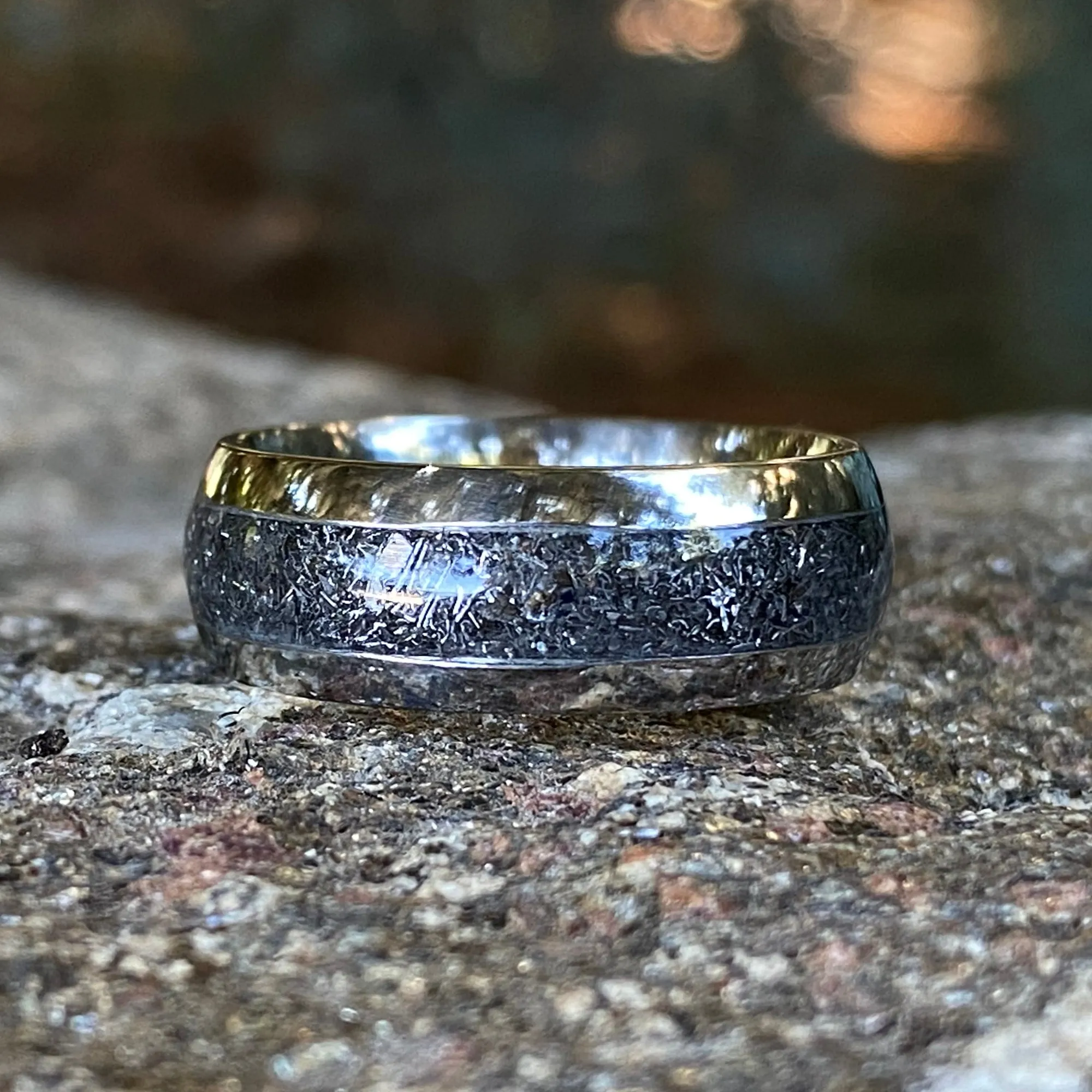 8mm Titanium Mens Wedding Ring with Sherman Tank Inlay - Custom Made Mens Wedding Bands - Unique Mens Rings