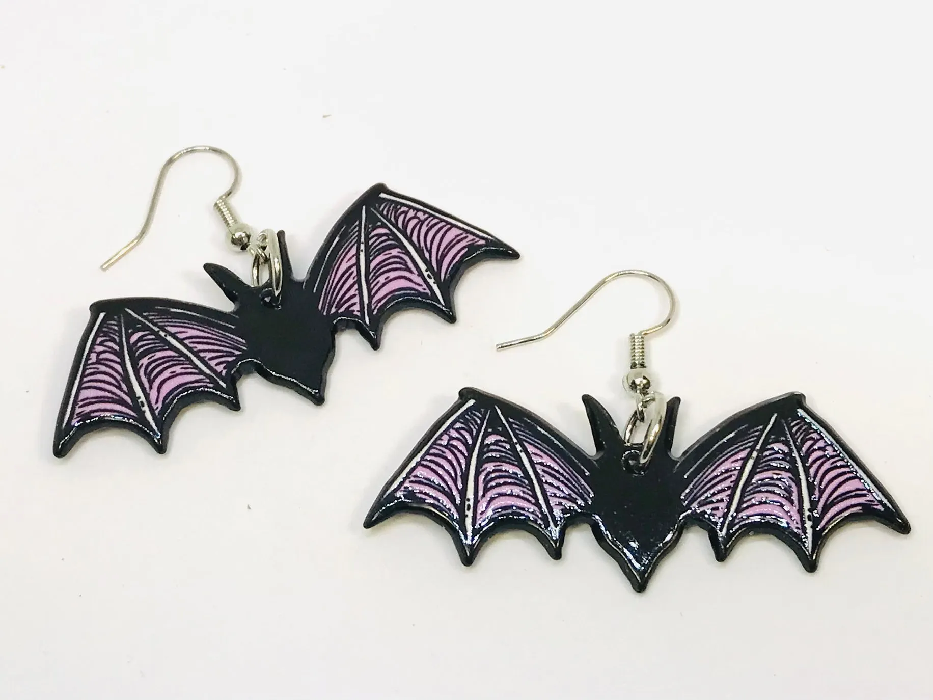 Acrylic Bat Dangle Earrings