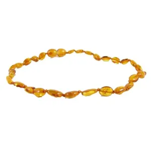 Amber Monkey - Polished Baltic Amber 10-11 inch Necklace, Honey Bean