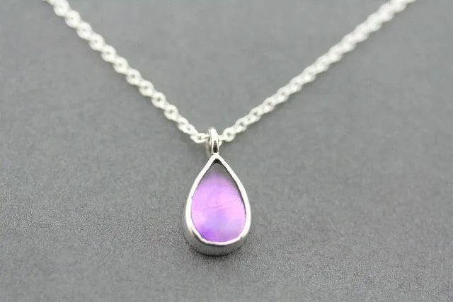 Amethyst teardrop silver pendant necklace