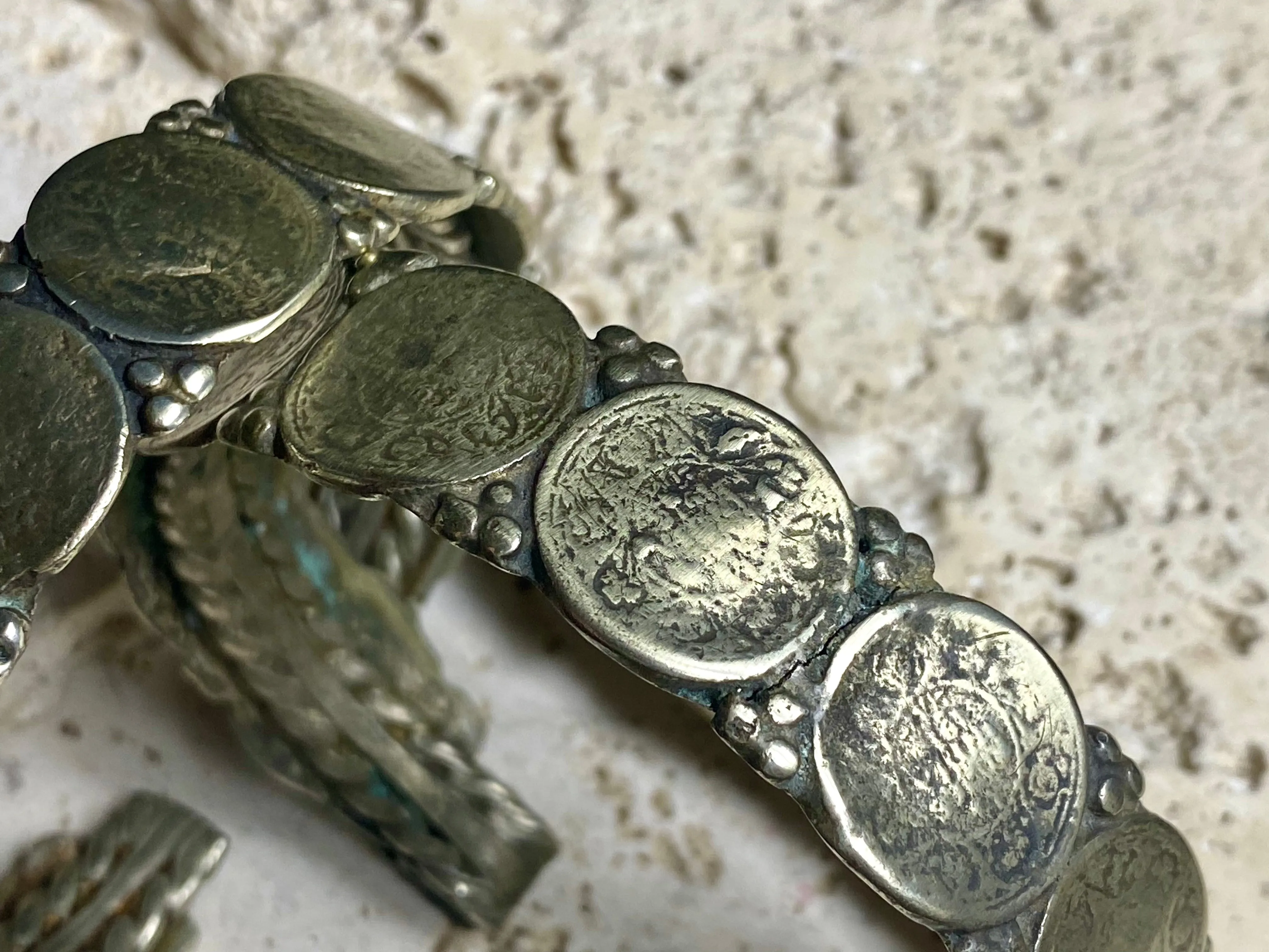 Antique Indian Half Rupee Silver Bracelets