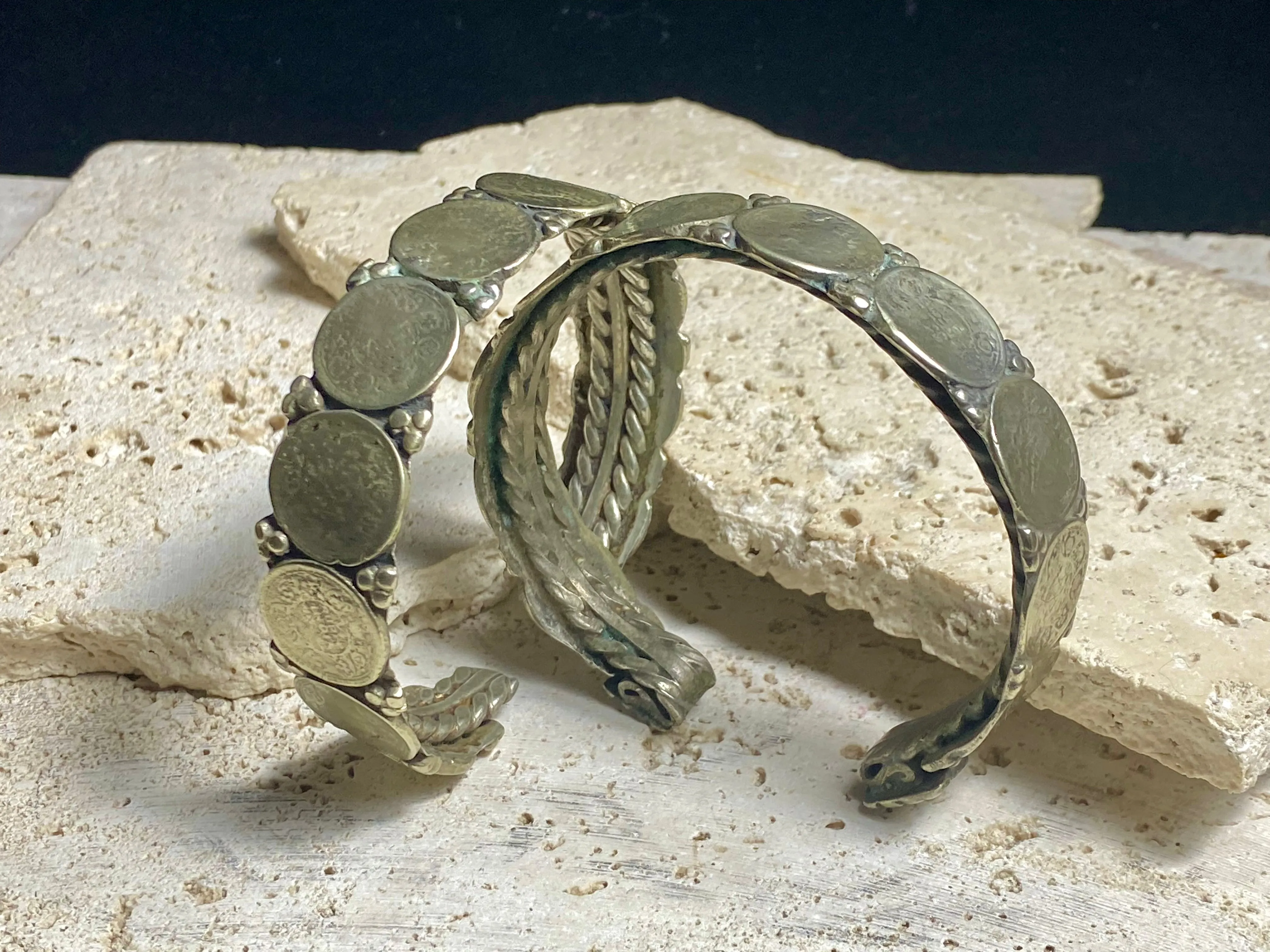 Antique Indian Half Rupee Silver Bracelets