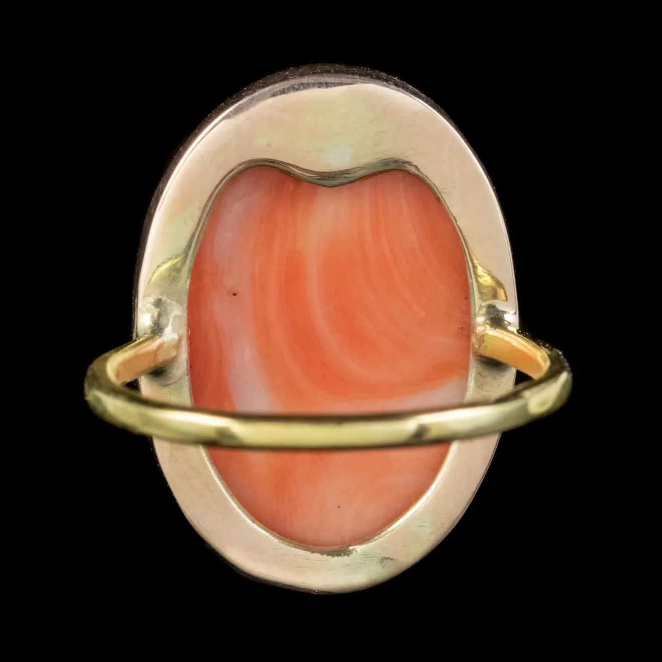 Antique Victorian Coral Cameo Ring 18Ct Gold Circa 1870