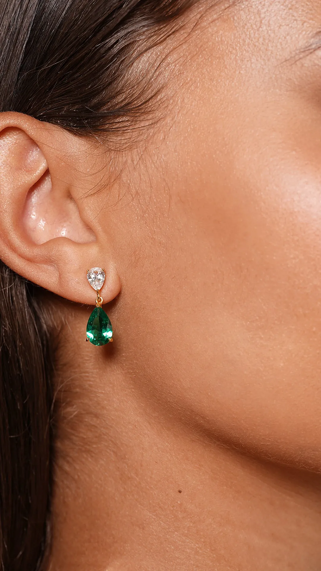 Arabella Emerald Earrings 18K Gold Vermeil