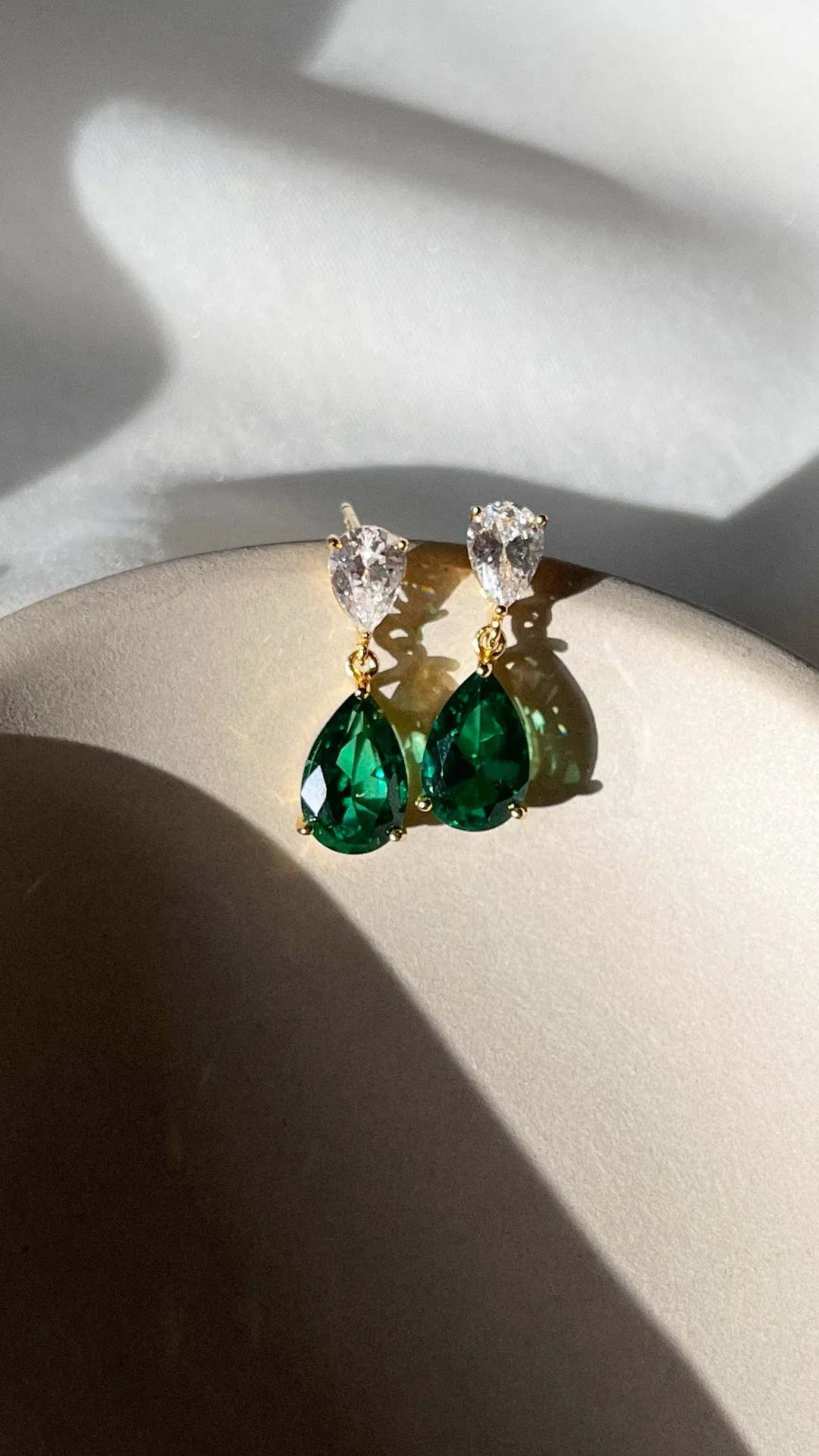 Arabella Emerald Earrings 18K Gold Vermeil