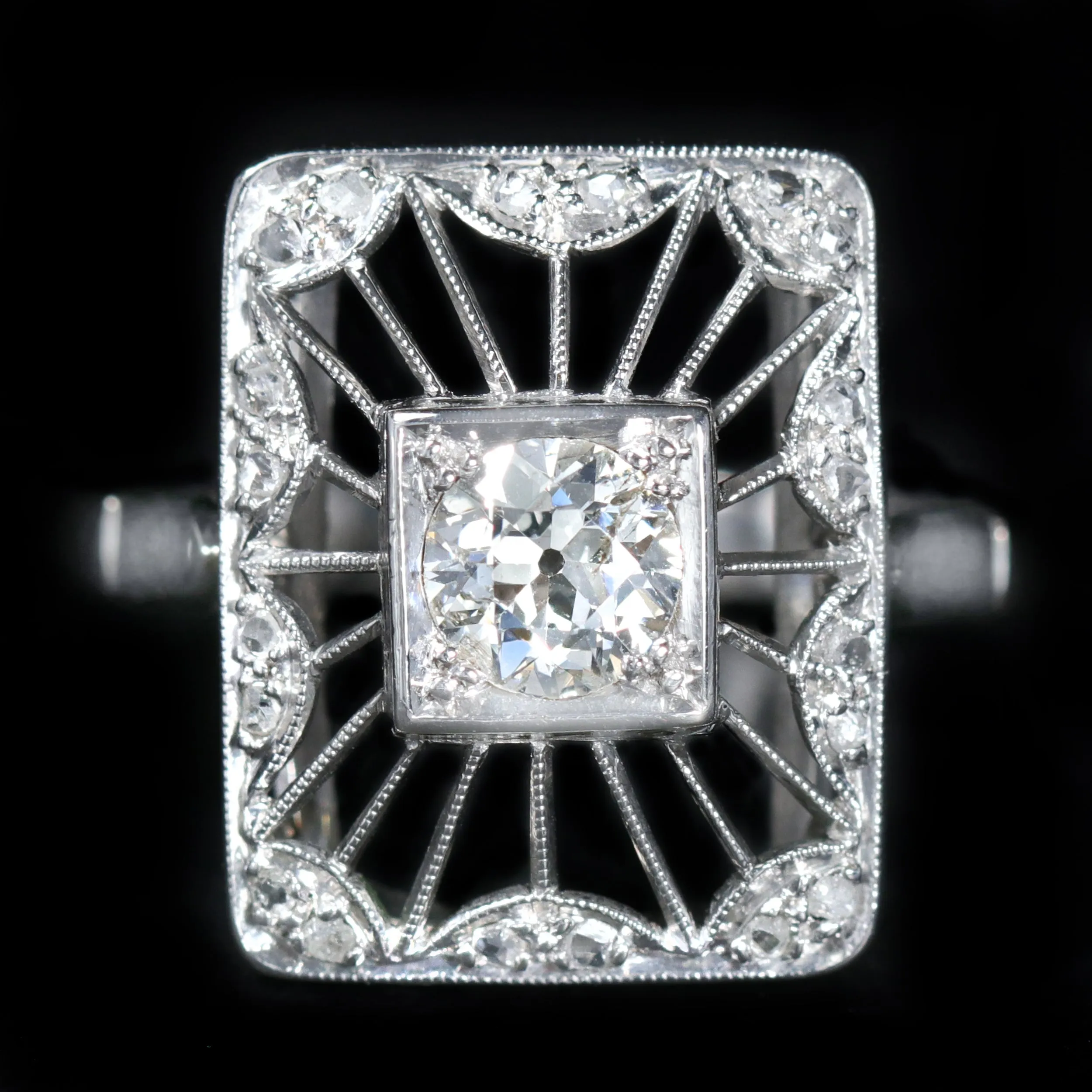 Art Deco 0.60 Carat Old European Cut Diamond Ring