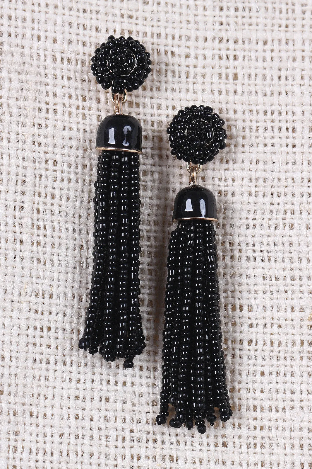 Beaded Cluster Tassel Dangle Earrings