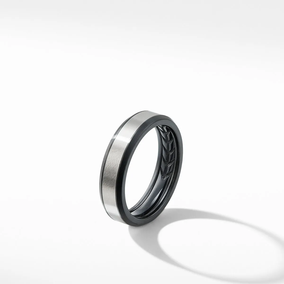 Beveled Band Ring in Black Titanium with Grey Titanium, 6mm