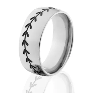 Black Stitch Baseball Ring - Men's Titanium Wedding Band