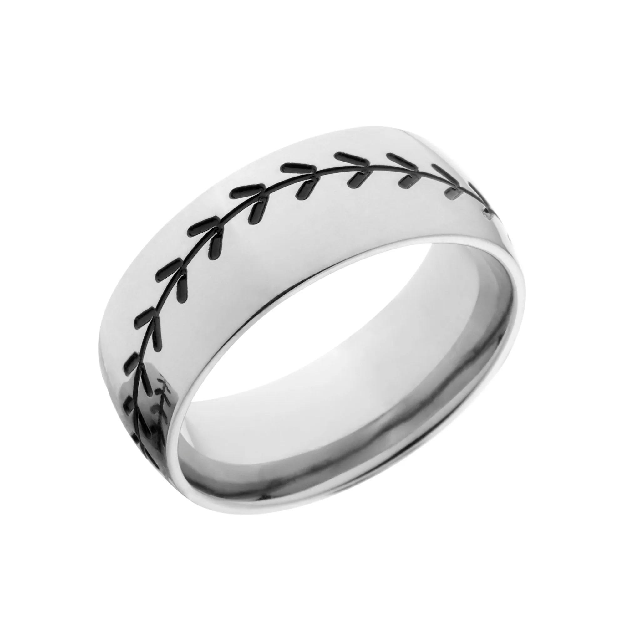 Black Stitch Baseball Ring - Men's Titanium Wedding Band