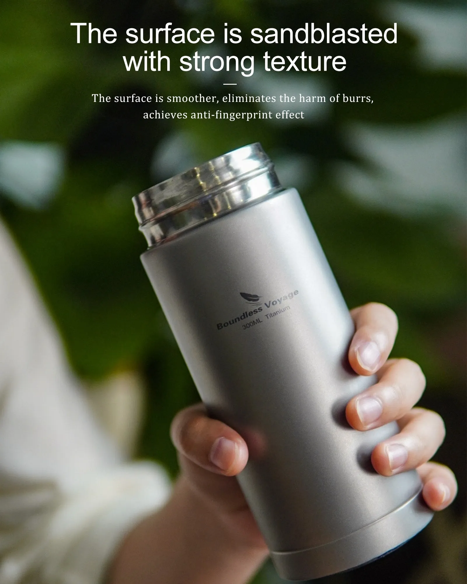 Boundless Voyage Titanium Vacuum with Filter Double Layer Lightweight Portable Tea Coffee Wine Whisky for Hiking Camping Picnic Gift