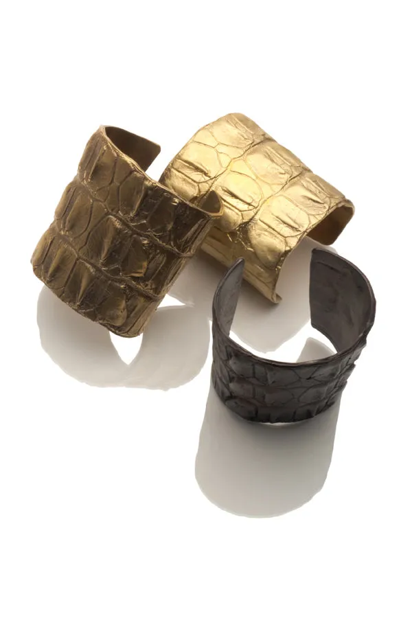 Brass Croc Cuff Bracelet