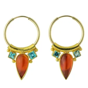 Camelot Carnelian and Blue Topaz Earrings