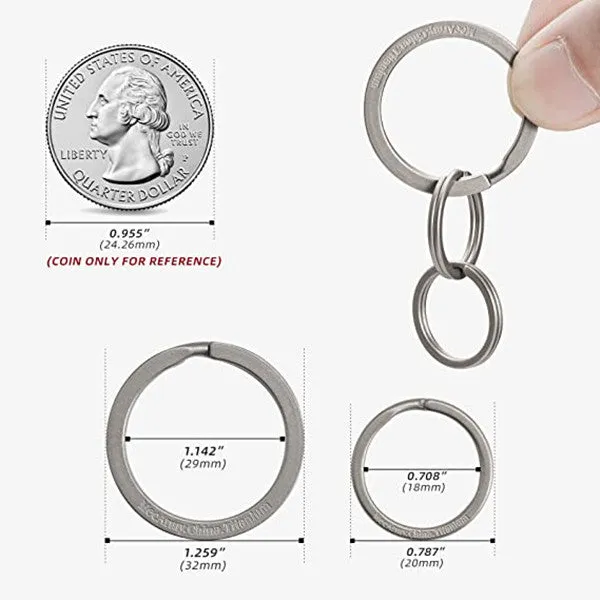 CH13 Titanium Flat Split Keyring 7pcs | Titanium Flat Keychain Ring for Organizing Keys