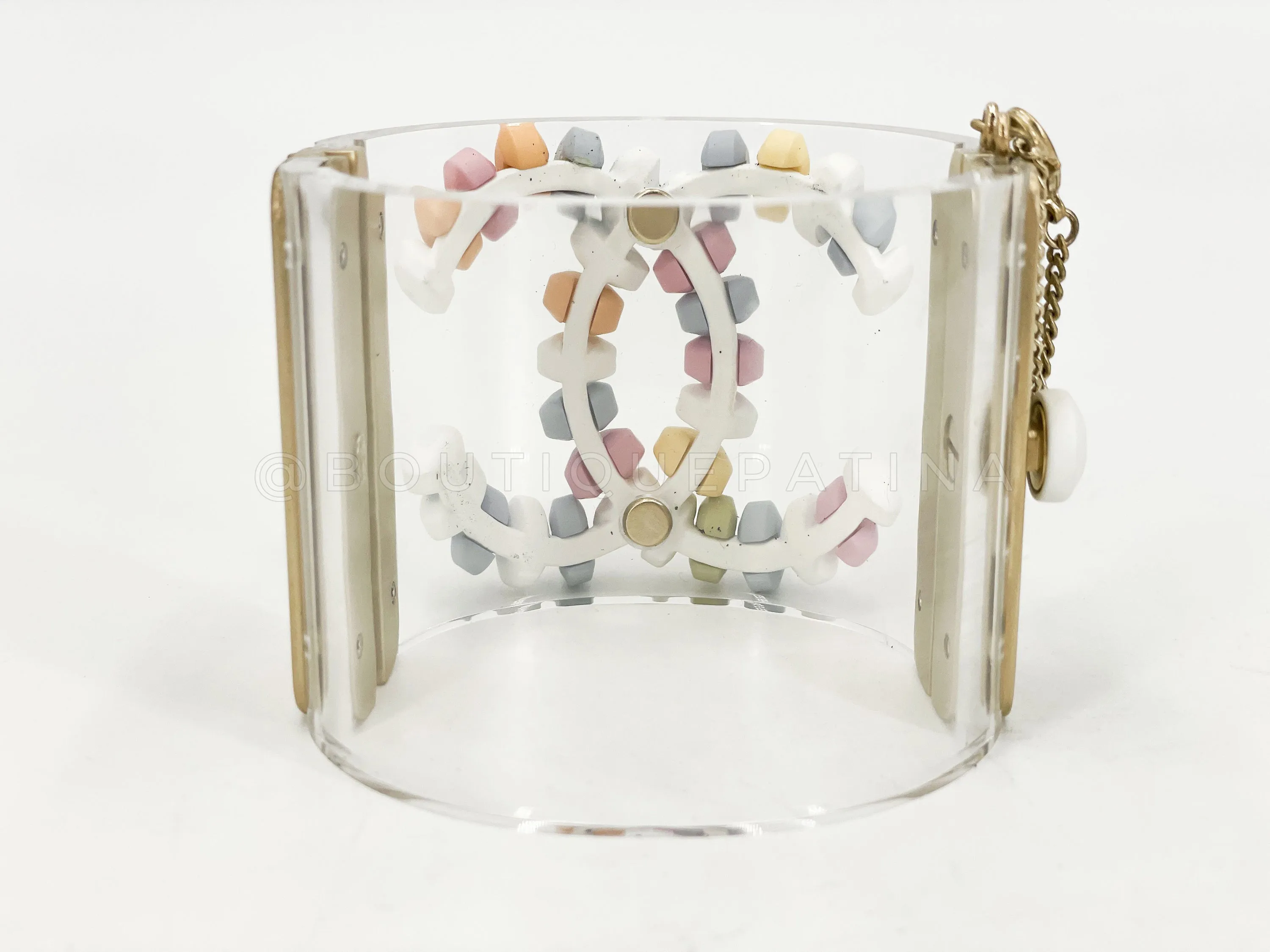 Chanel 2014 Supermarket "Candy" Clear Acrylic Pastel Multicolor Cuff Hinged