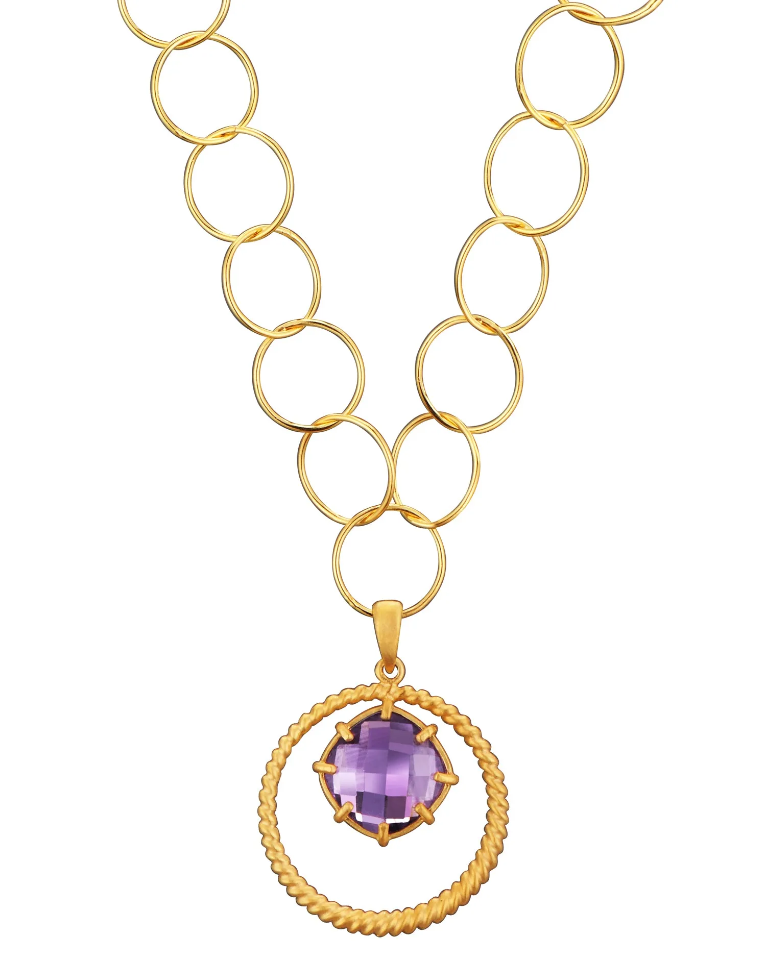 Clarisse Amethyst Round Drop Necklace