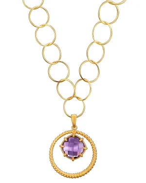 Clarisse Amethyst Round Drop Necklace