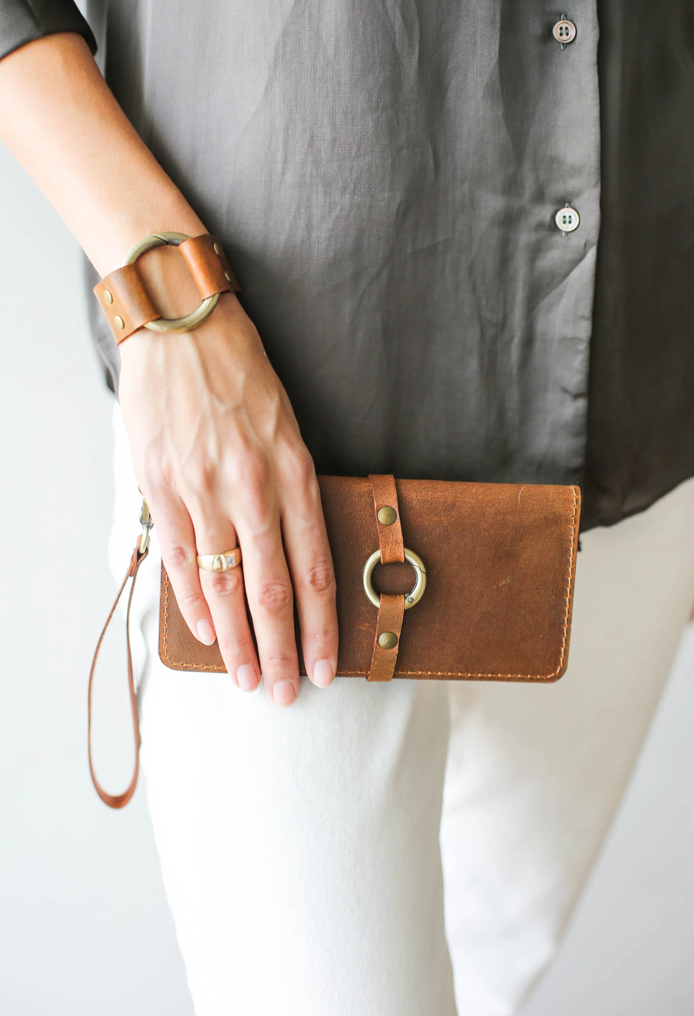 Coffee Brown Leather Cuff Bracelet