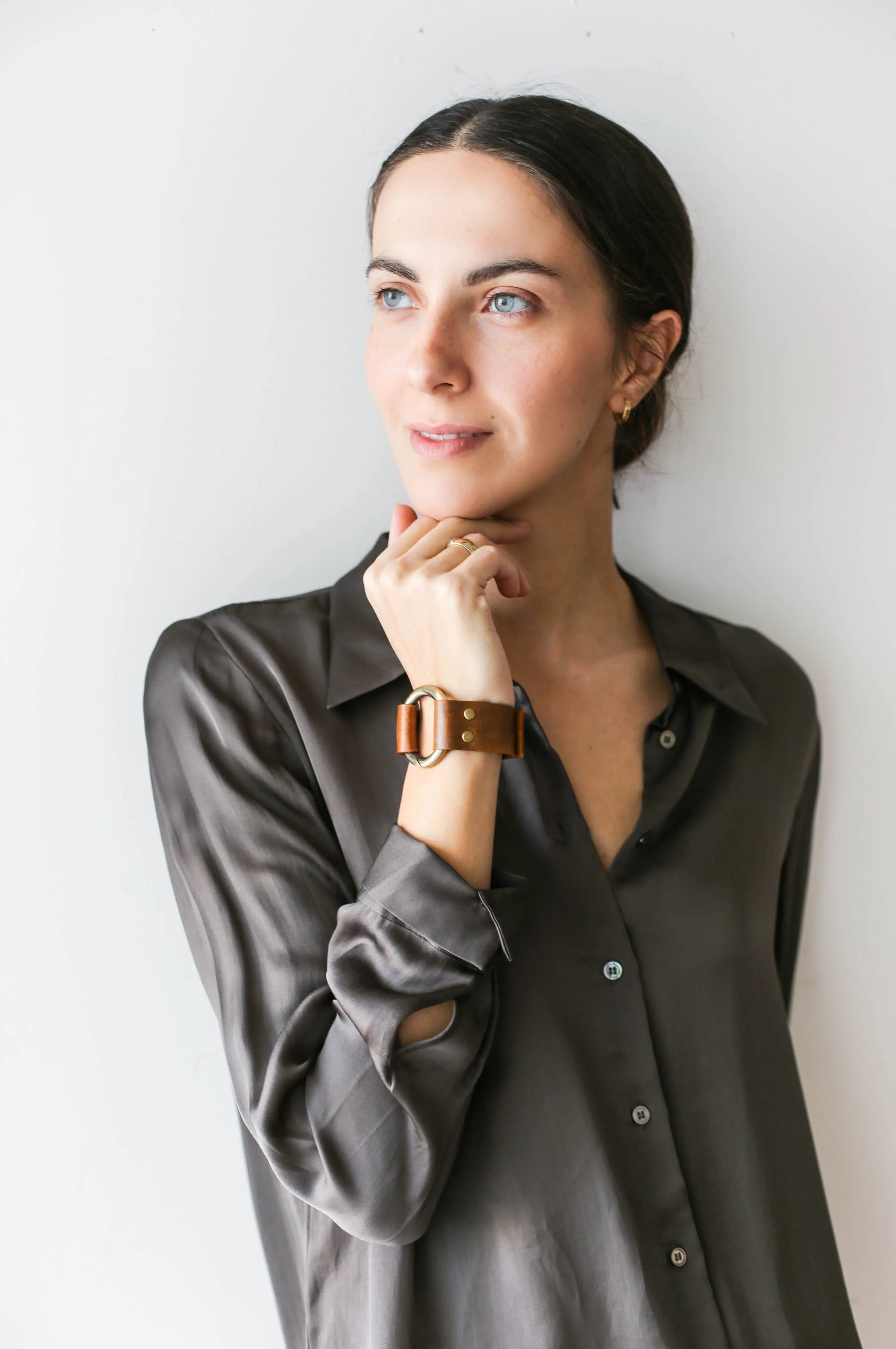 Coffee Brown Leather Cuff Bracelet