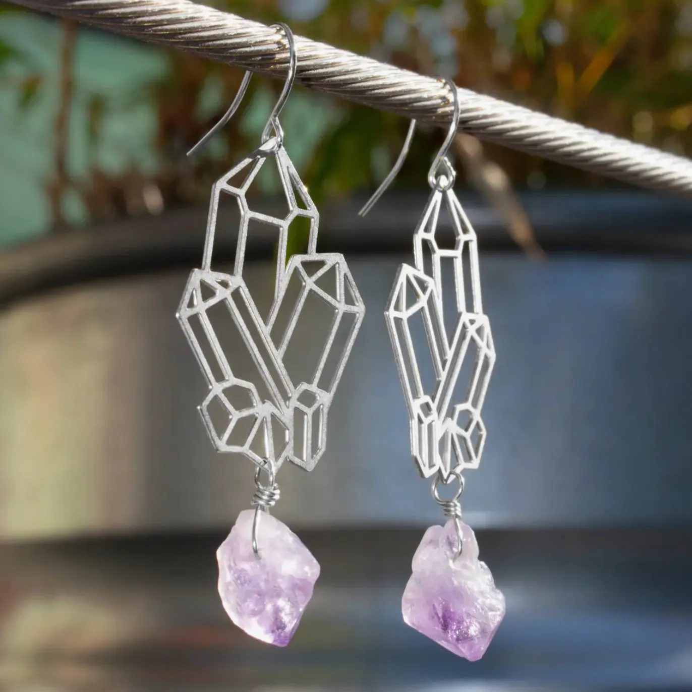 Crystal Cluster Amethyst Earrings