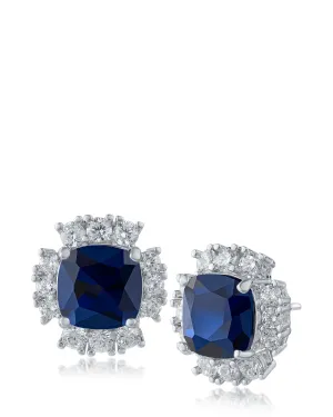 Cushion CZ Button Earrings