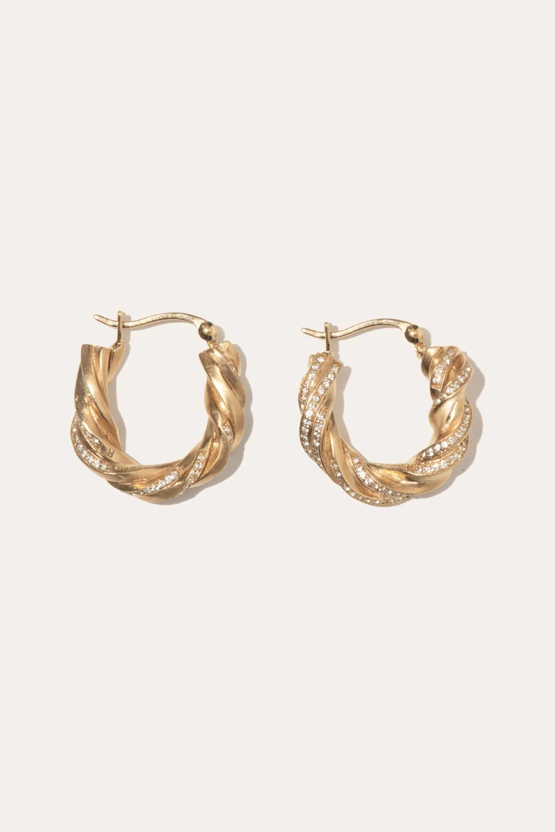 Deep State - White Topaz and Gold Vermeil Hoop Earrings