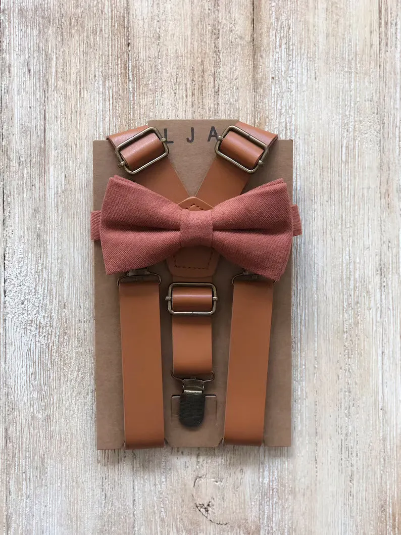 Desert Coral Linen Pre-Tied Bow Tie