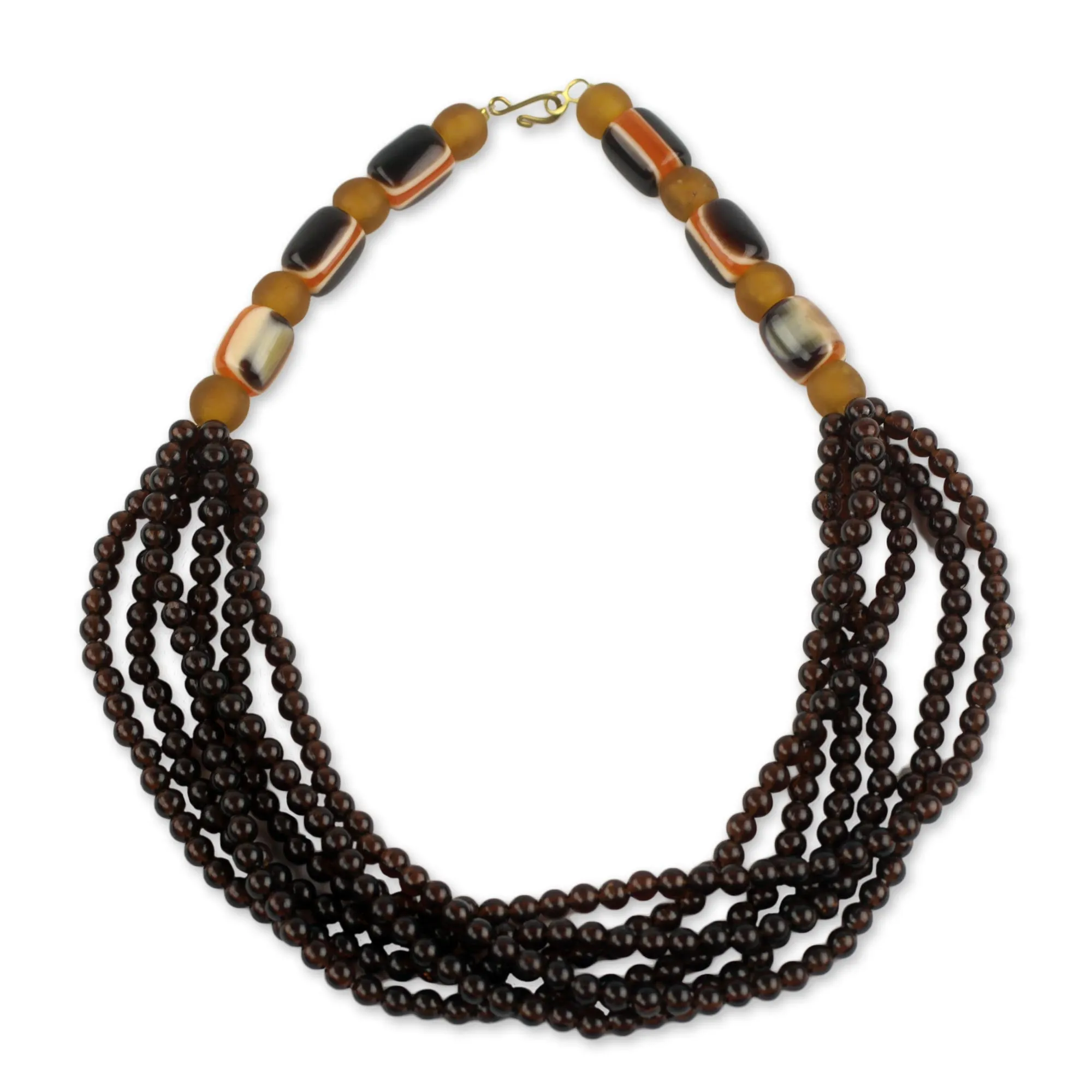 Destiny Loves Me Brown and Yellow African Handcrafted Eco Friendly Necklace