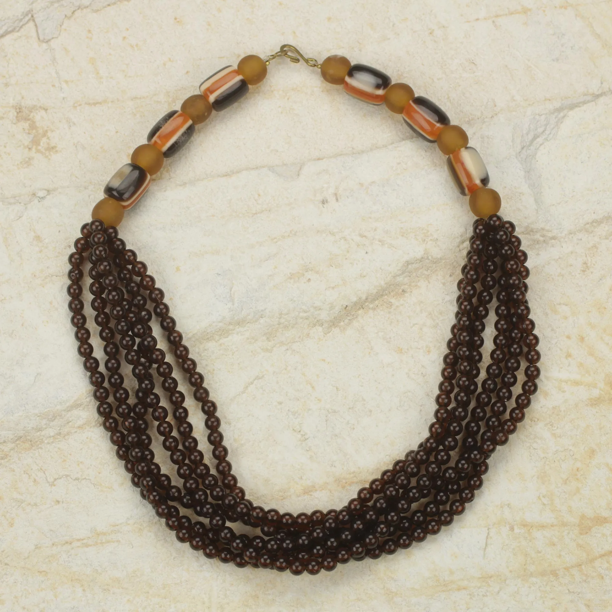 Destiny Loves Me Brown and Yellow African Handcrafted Eco Friendly Necklace