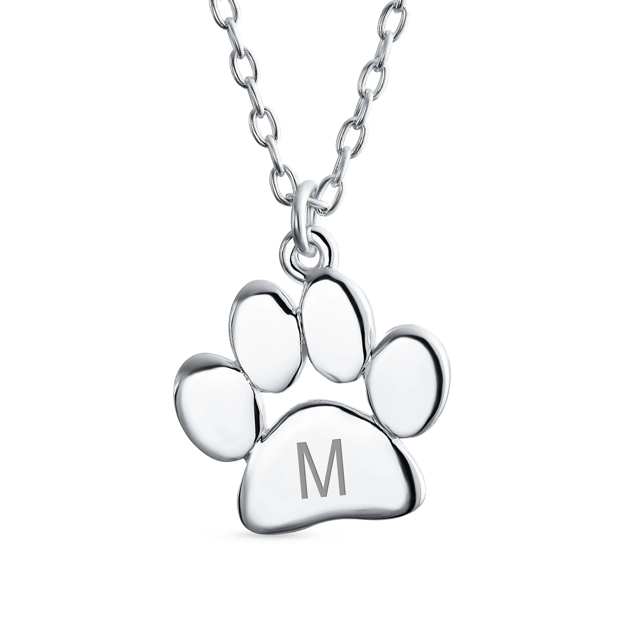 Dog Cat Kitten Puppy Paw Print Pendant Necklace Rose Gold Silver