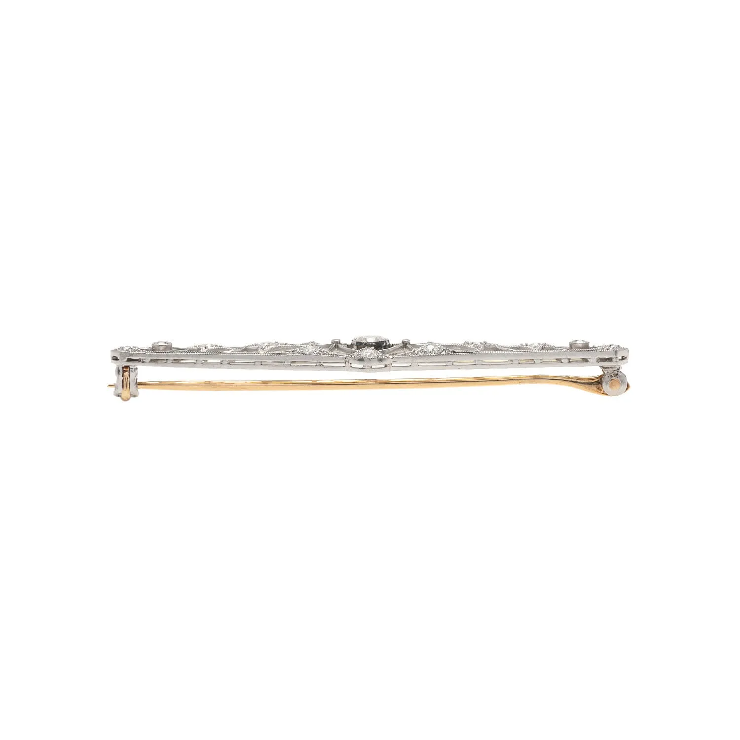 Edwardian 14kt/Platinum   Diamond Pin