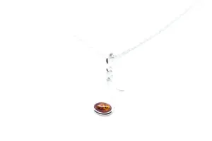 Elegant Mini Amber Music Note Pendant - Sterling Silver Necklace for Music Lovers