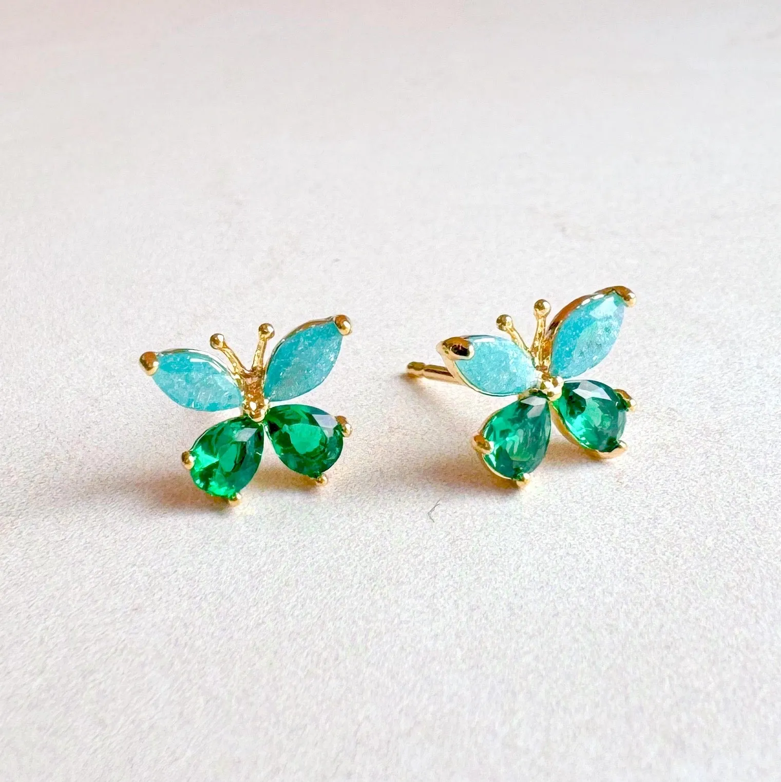 Elle Butterfly Stud - Blue, Green & Gold